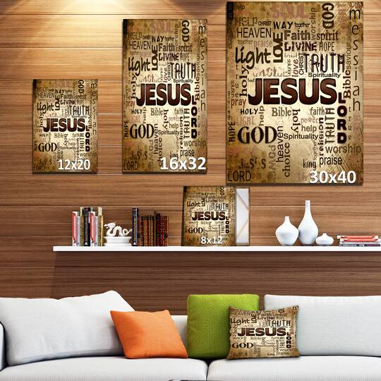 Designart - Jesus' word cloud in grunge background